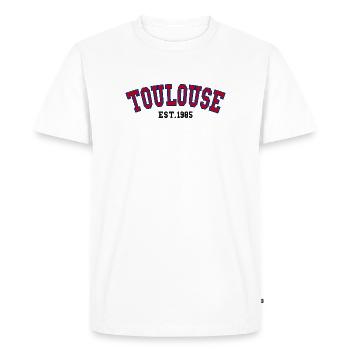 Toulouse Est. 1985 - Men's Premium Organic T-Shirt - white - Front - Nico (187cm)