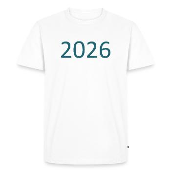 Année du numéro 2026 - T-shirt Premium bio Homme - blanc - Devant - Nico (187cm)