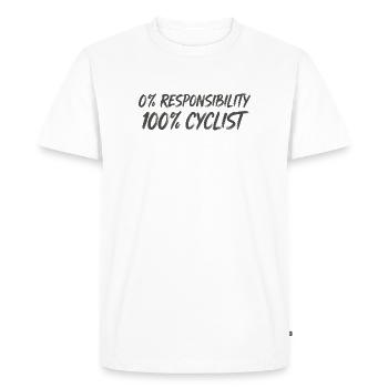 0 % Responsabilité 100 % Cyclistes - T-shirt Premium bio Homme - blanc - Devant - Nico (187cm)