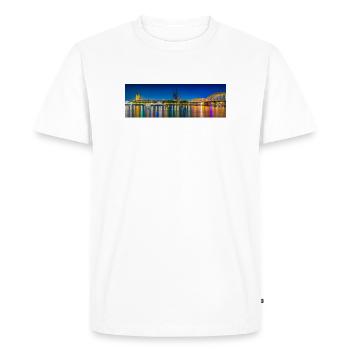 Vue nocturne de Cologne sur le Rhin - T-shirt Premium bio Homme - blanc - Devant - Nico (187cm)
