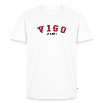 Vigo Est. 1966 - Men's Premium Organic T-Shirt - white - Front - Nico (187cm)