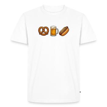 Chope de bière de bretzel Bratwurst Festival folklorique Bratwurst Remplacement des costumes traditionnels - T-shirt Premium bio Homme - blanc - Devant - Nico (187cm)