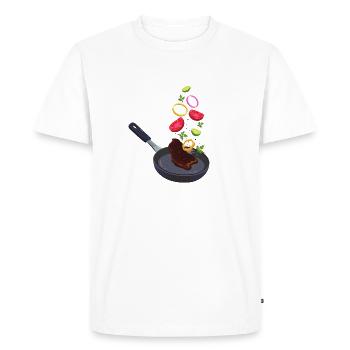 Frying pan for the cook - Men's Premium Organic T-Shirt - white - Front - Nico (187cm)