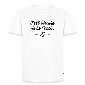 C'est l'heure de la fessée - T-shirt Premium bio Homme - blanc - Devant - Nico (187cm)