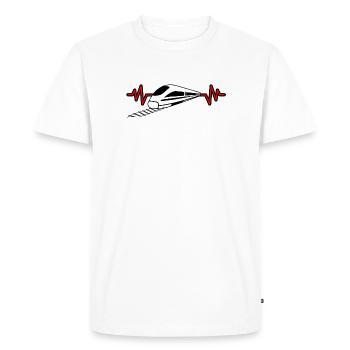 Heartbeat avec train - cheminot, conducteur de train conception - T-shirt Premium bio Homme - blanc - Devant - Nico (187cm)