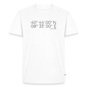Coordinates: Sassari, Sardinia, Italy - Men's Premium Organic T-Shirt - white - Front - Nico (187cm)