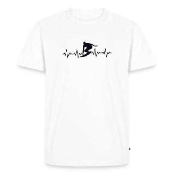 Surfer Surfing ECG Battement de cœur - T-shirt Premium bio Homme - blanc - Devant - Nico (187cm)