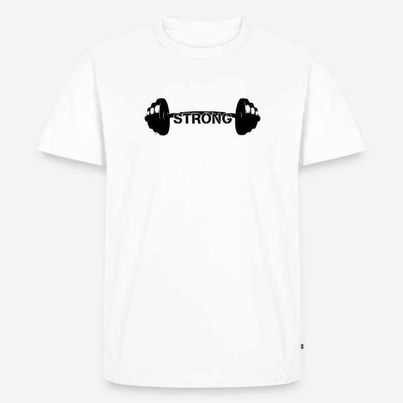 Hantel Strong Gewichte Gym - Männer Premium Bio T-Shirt - Weiß