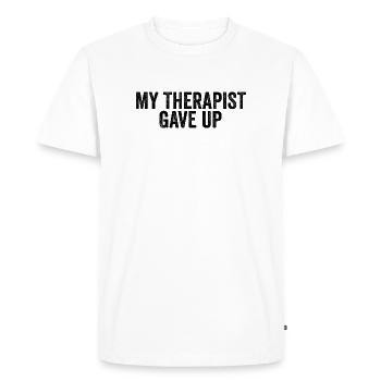 Mon thérapeute a abandonné - T-shirt Premium bio Homme - blanc - Devant - Nico (187cm)