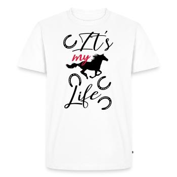 Cheval chers chevaux équitation Cavalière Fer à cheval - T-shirt Premium bio Homme - blanc - Devant - Nico (187cm)
