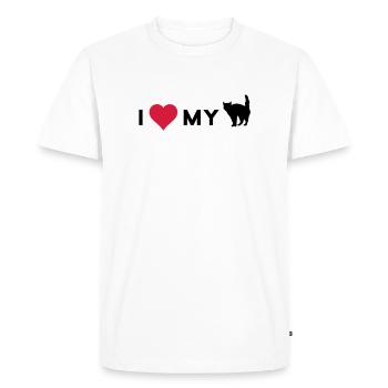 i love my cat - T-shirt Premium bio Homme - blanc - Devant - Nico (187cm)