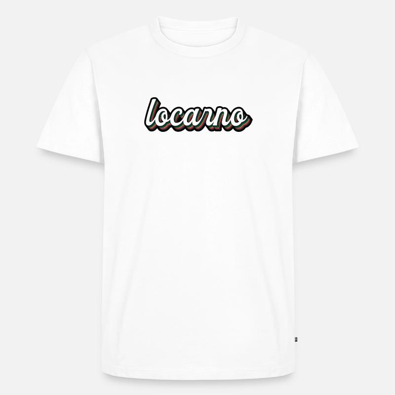 Locarno Regenbogen Script - Männer Premium Bio T-Shirt - Weiß