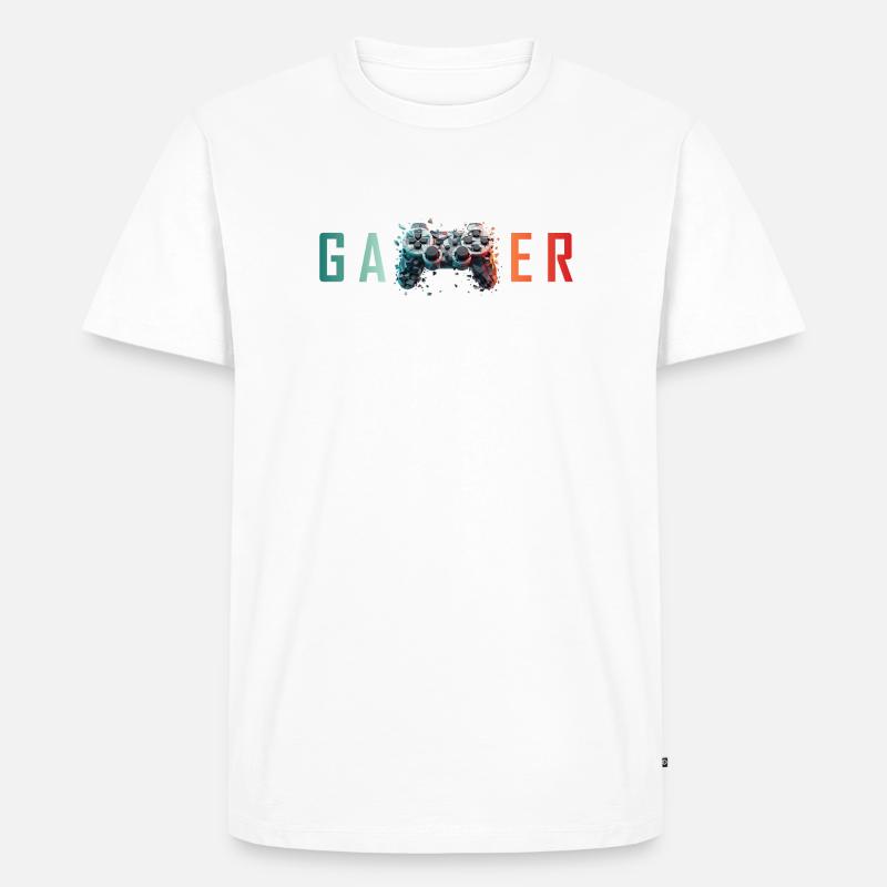 Gamer Explodierender Controller – Design - Männer Premium Bio T-Shirt - Weiß
