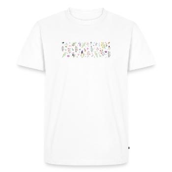 Imprimé botanique Midnight Bloom - T-shirt Premium bio Homme - blanc - Devant - Nico (187cm)