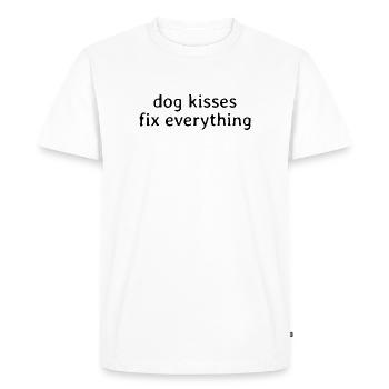 Dog Kisses Fix Everything – Spruch Sprüche Hund - Men's Premium Organic T-Shirt - white - Front - Nico (187cm)