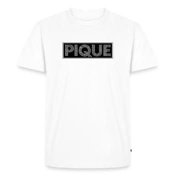 PIQUE Glitter Letters Pebbles - Men's Premium Organic T-Shirt - white - Front - Nico (187cm)
