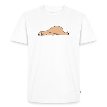 Paresseux paresseux drôle allongé Animal fatigué endormi - T-shirt Premium bio Homme - blanc - Devant - Nico (187cm)
