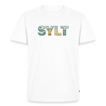 SYLT – La vie insulaire dans la conception des lettres - T-shirt Premium bio Homme - blanc - Devant - Nico (187cm)