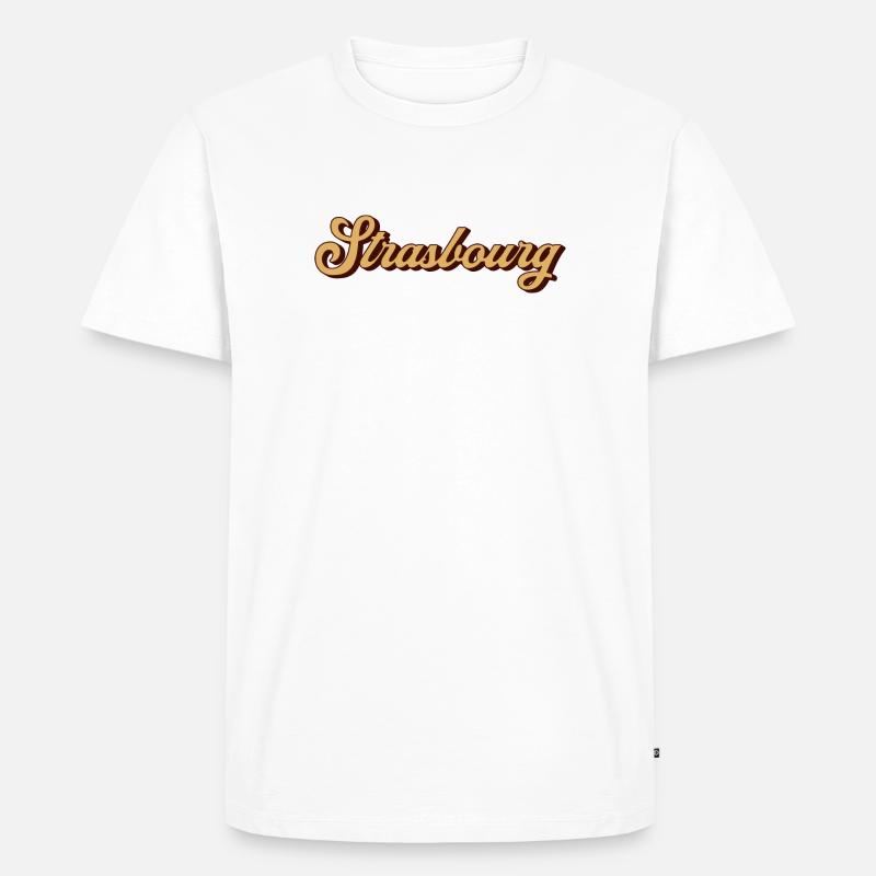 Strasbourg Script Souvenir - Männer Premium Bio T-Shirt - Weiß
