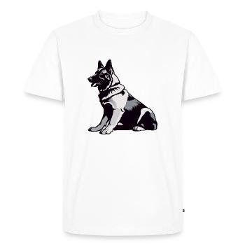 Sitting German Shepherd - Pet Sticker - Men's Premium Organic T-Shirt - white - Front - Nico (187cm)