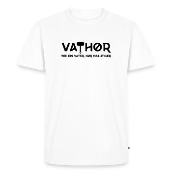 Vathor - Comme un père, mais en plus puissant - T-shirt Premium bio Homme - blanc - Devant - Nico (187cm)