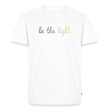 Be The Light! - Men's Premium Organic T-Shirt - white - Front - Nico (187cm)