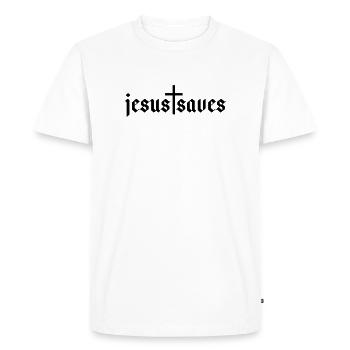 Jésus sauve - T-shirt Premium bio Homme - blanc - Devant - Nico (187cm)