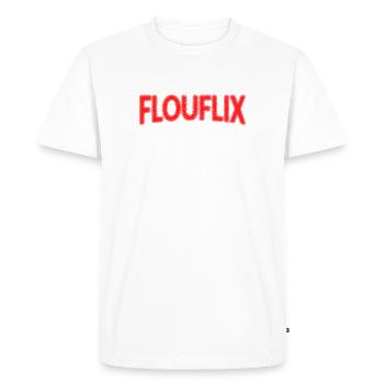 Flouflix Motif Humor Parody Logo - Men's Premium Organic T-Shirt - white - Front - Nico (187cm)