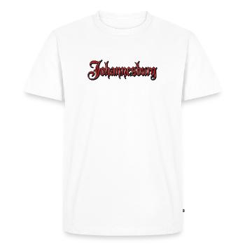 Lettrage de Johannesburg au look gothique - T-shirt Premium bio Homme - blanc - Devant - Nico (187cm)