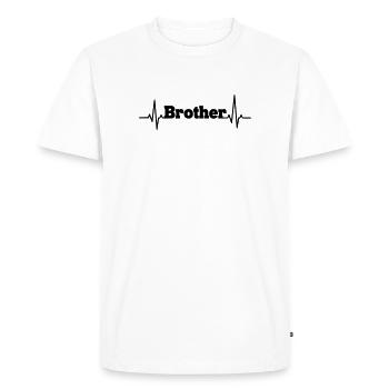 Brother lettering with heartbeat - Men's Premium Organic T-Shirt - white - Front - Nico (187cm)