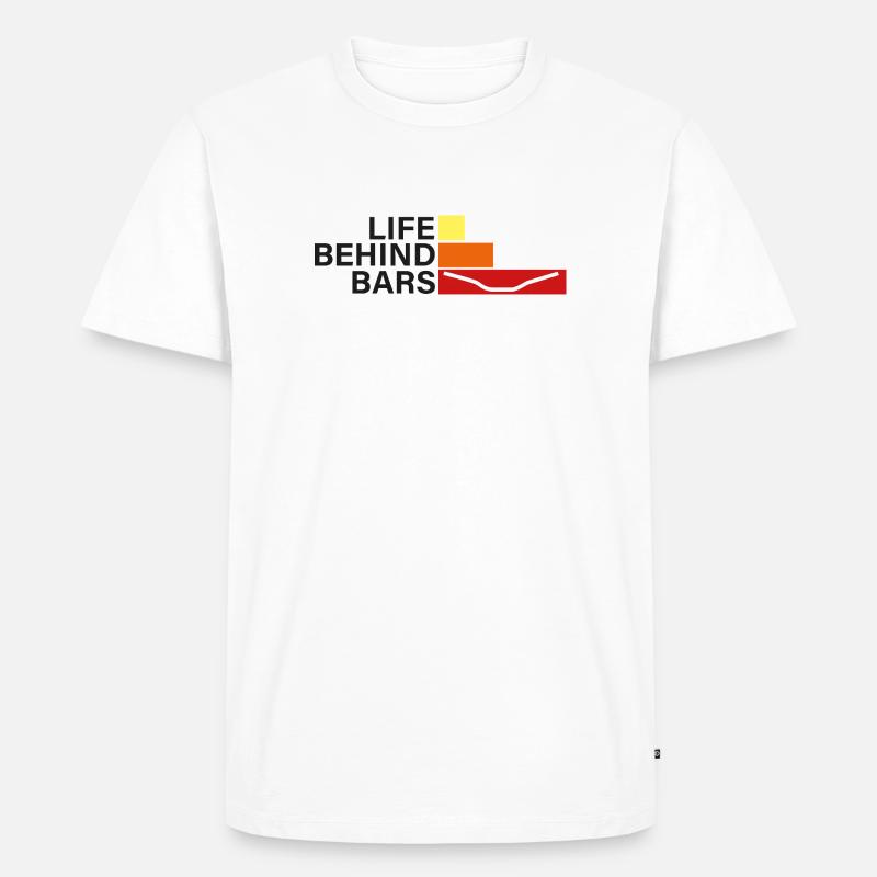 LEBEN HINTER GITTERN Leben hinter Hanteln - Männer Premium Bio T-Shirt - Weiß