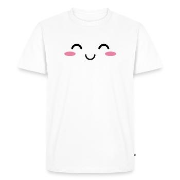 Visage kawaii heureux - T-shirt Premium bio Homme - blanc - Devant - Nico (187cm)