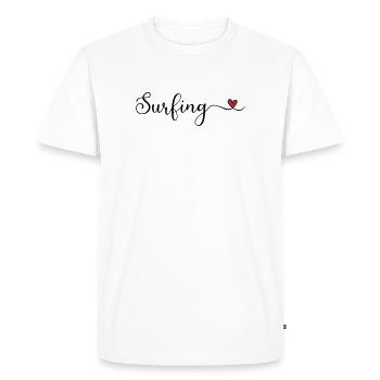 Surfing Heart Typography - Men's Premium Organic T-Shirt - white - Front - Nico (187cm)