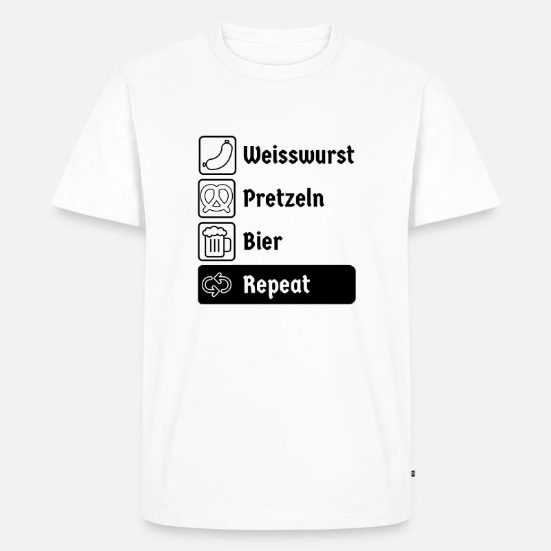 Weisswurst Pretzeln Bier Repeat - Männer Premium Bio T-Shirt - Weiß