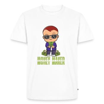 Créateur d’argent - T-shirt Premium bio Homme - blanc - Devant - Nico (187cm)