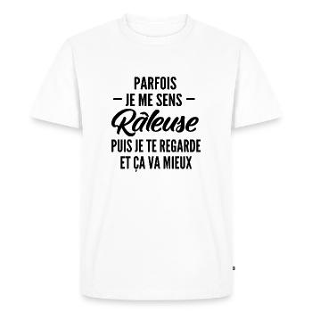 humour femme râleuse / parfois je me sens râleuse - T-shirt Premium bio Homme - blanc - Devant - Nico (187cm)