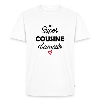 super cousine d amour / cadeau humour cousine - T-shirt Premium bio Homme - blanc - Devant - Nico (187cm)