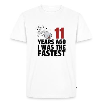 11 Years Ago I Was The Fastest - Men's Premium Organic T-Shirt - white - Front - Nico (187cm)