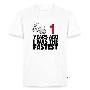 1 Years Ago I Was The Fastest - Men's Premium Organic T-Shirt - white - Front - Nico (187cm)