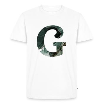 Lettre g marbré vert - T-shirt Premium bio Homme - blanc - Devant - Nico (187cm)