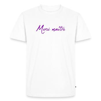 MASTER. MASTER. THANK YOU. THANK YOU, MASTER. MASTER - Men's Premium Organic T-Shirt - white - Front - Nico (187cm)