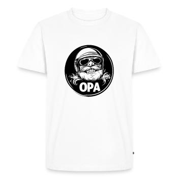 Motard Grand-père Pabot Moto - T-shirt Premium bio Homme - blanc - Devant - Nico (187cm)