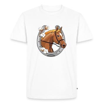 Tête de cheval avec une crinière rouge dans un cadre - T-shirt Premium bio Homme - blanc - Devant - Nico (187cm)