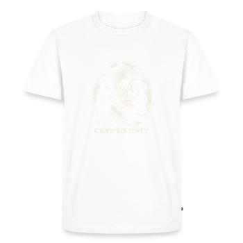 Crypto uniquement Benjamin Franklin États-Unis - T-shirt Premium bio Homme - blanc - Devant - Nico (187cm)