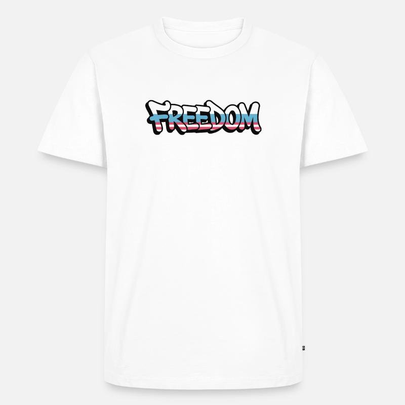 Freedom Typografie Statement Design - Männer Premium Bio T-Shirt - Weiß