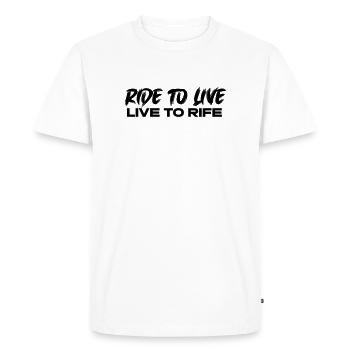 ride to live - Men's Premium Organic T-Shirt - white - Front - Nico (187cm)