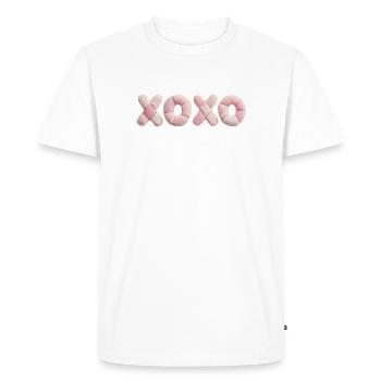 XOXO Design Pink en peluche patchwork - T-shirt Premium bio Homme - blanc - Devant - Nico (187cm)