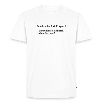 3 Questions W - T-shirt Premium bio Homme - blanc - Devant - Nico (187cm)