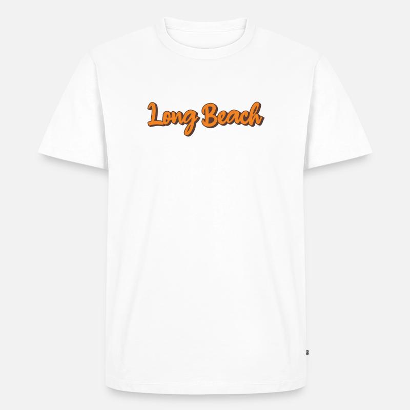 Long Beach Retro Script - Männer Premium Bio T-Shirt - Weiß