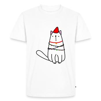 Cat Christmas Innocent - Men's Premium Organic T-Shirt - white - Front - Nico (187cm)